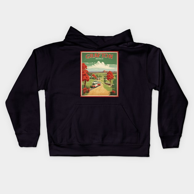 Grafton Australia Vintage Travel Poster Tourism Kids Hoodie by TravelersGems